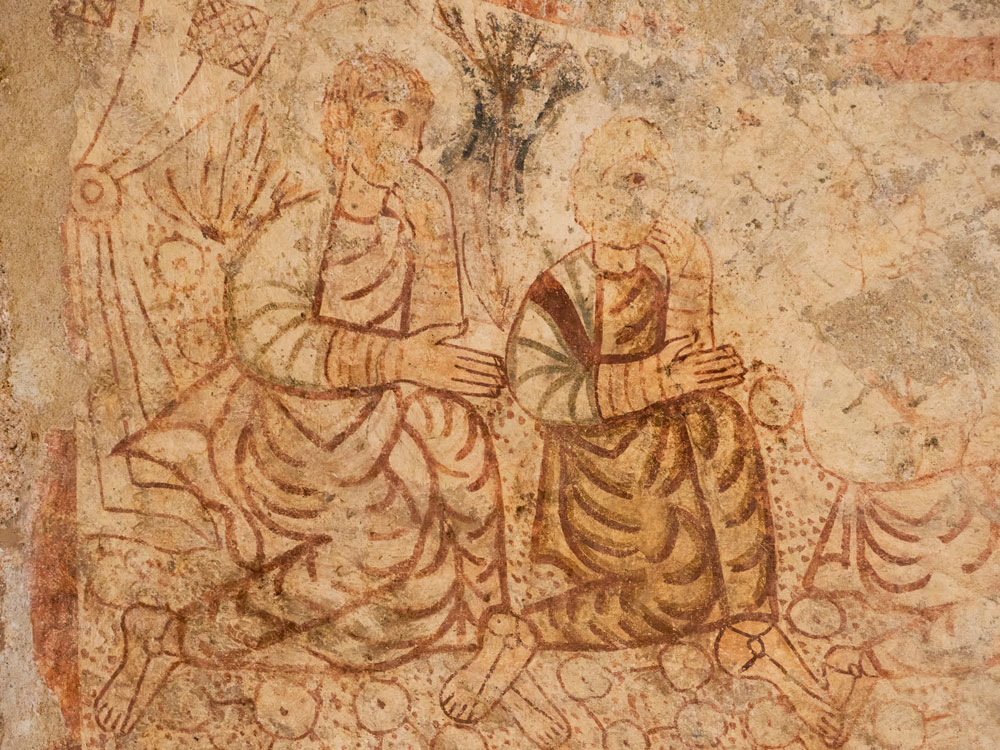San Miguel. Pinturas del ábside. Detalle de los apóstoles